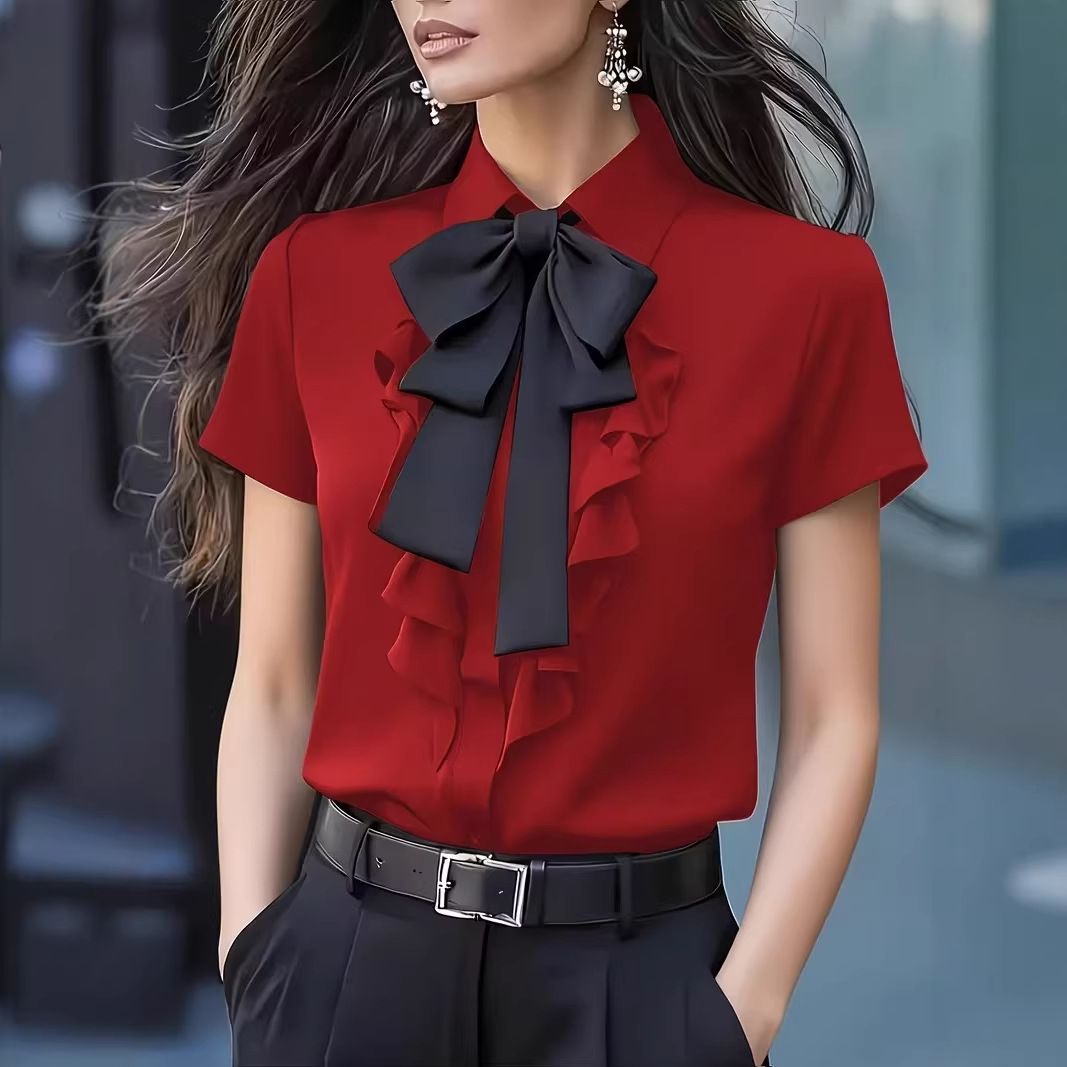 Women Short Sleeve Shirt with  - Shirt Camp Collar recension och pris