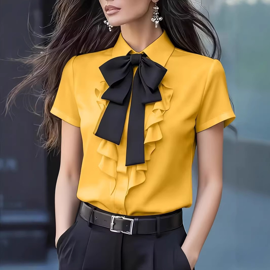 Women Short Sleeve Shirt with  - Shirt Camp Collar recension och pris