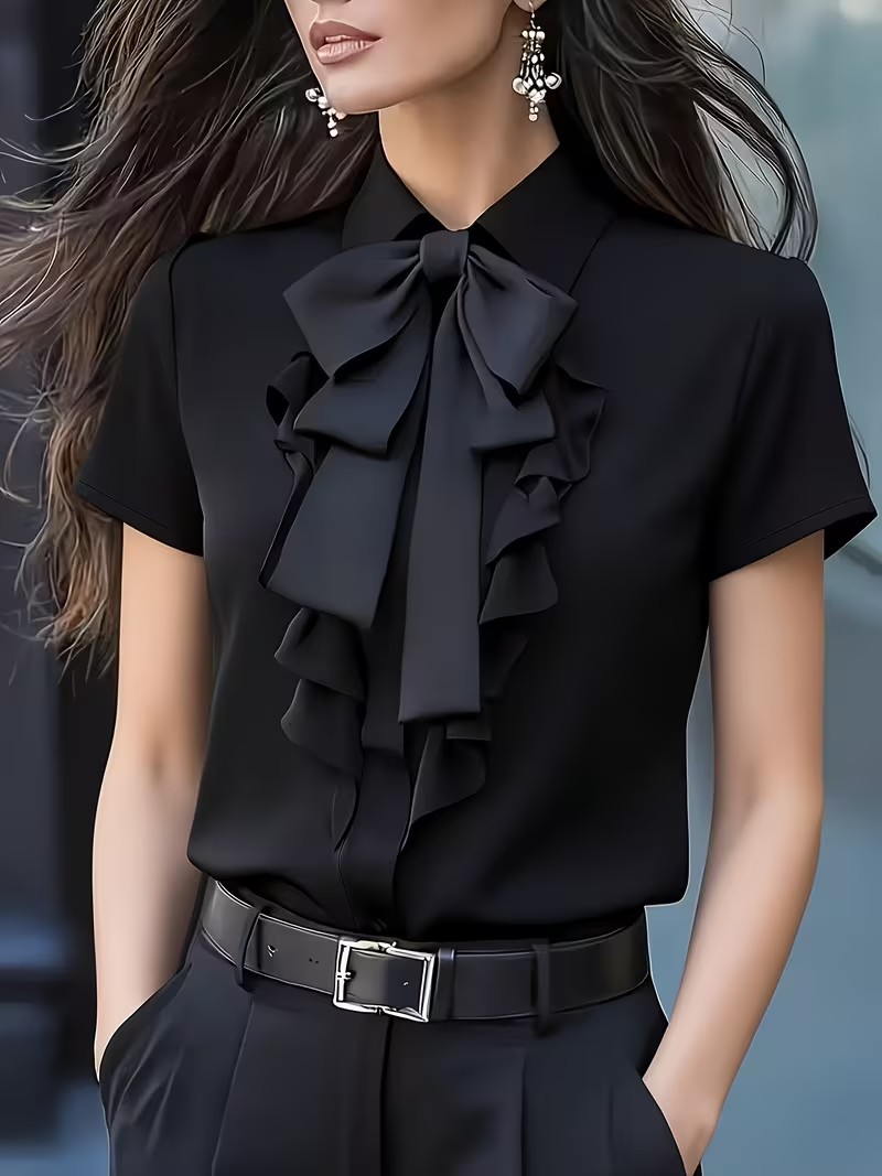 Women Short Sleeve Shirt with  - Shirt Camp Collar recension och pris
