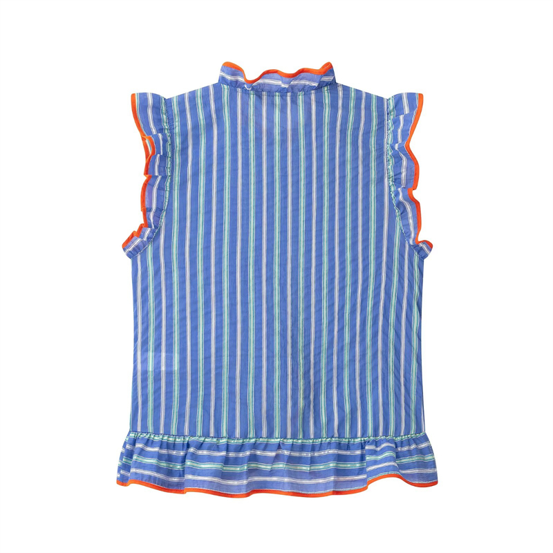 Women's blue vertical striped  - Shirt Camp Collar recension och pris