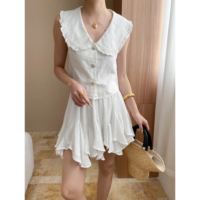 2025 Linen Cotton Sweet and Ge - Shirt Camp Collar recension och pris