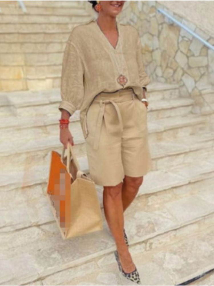 Women Suits Elegant Style Two  - Linen Shirt Breathable recension och pris