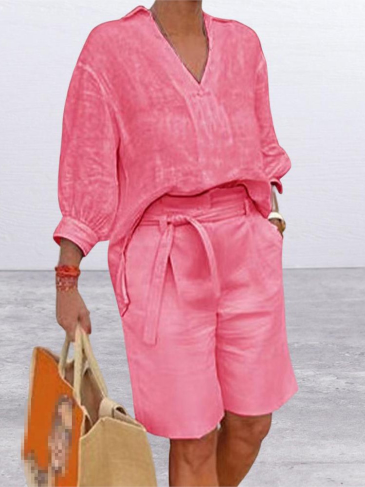 Women Suits Elegant Style Two  - Linen Shirt Breathable recension och pris