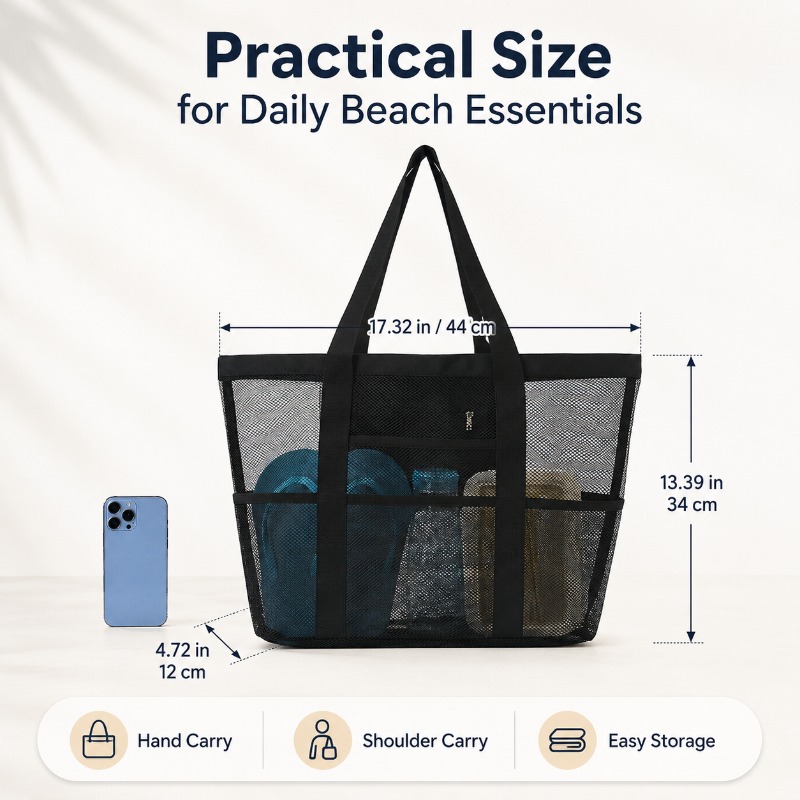 Mesh Beach Bag Large Capacity  - Beach Towel Large recension och pris